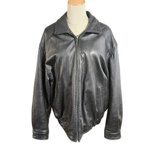 Hathaway Black Leather Bomber Jacket